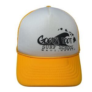 Goofy Foot Surf School Maui Hawaii Trucker Hat Yellow OS Adjustable Mesh Back